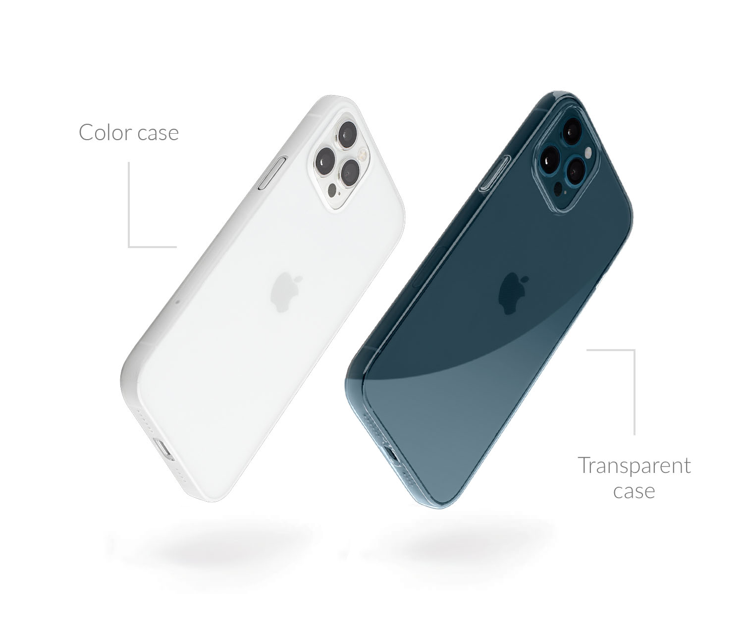 comparing a thin iPhone 12 Pro Max case and a clear iPhone 12 Pro Max case