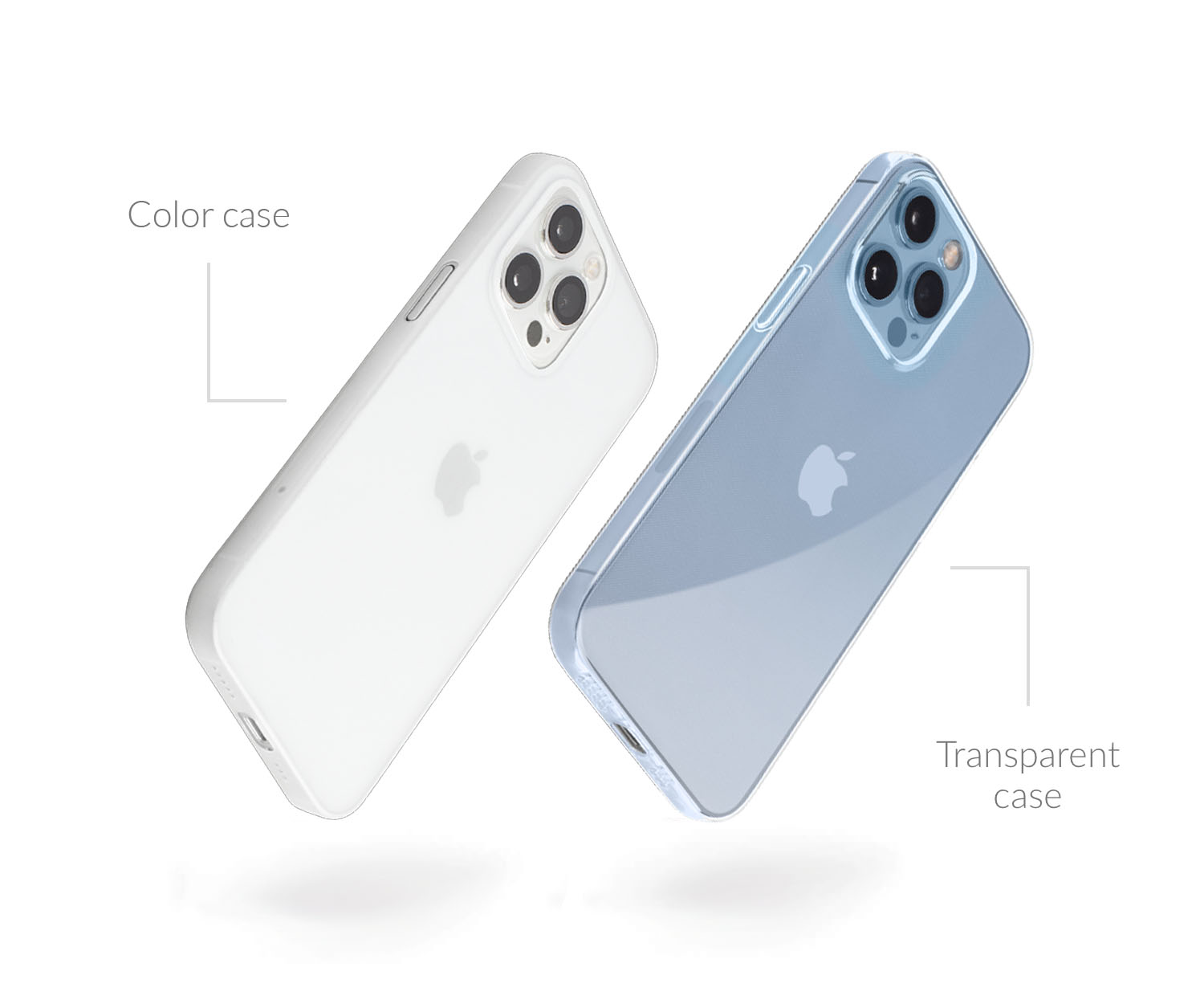 comparing a thin iPhone 13 pro max case and a clear iPhone 13 pro max case