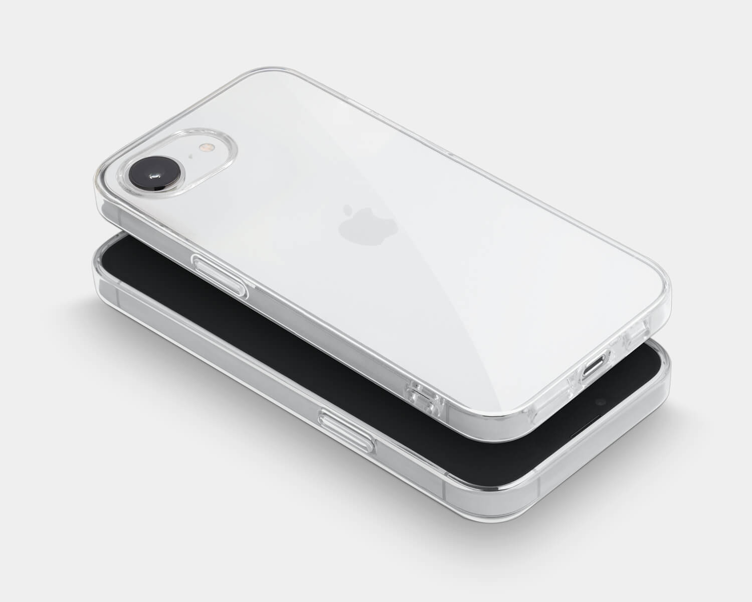 two iphone 16e phones and cases showing off all angles
