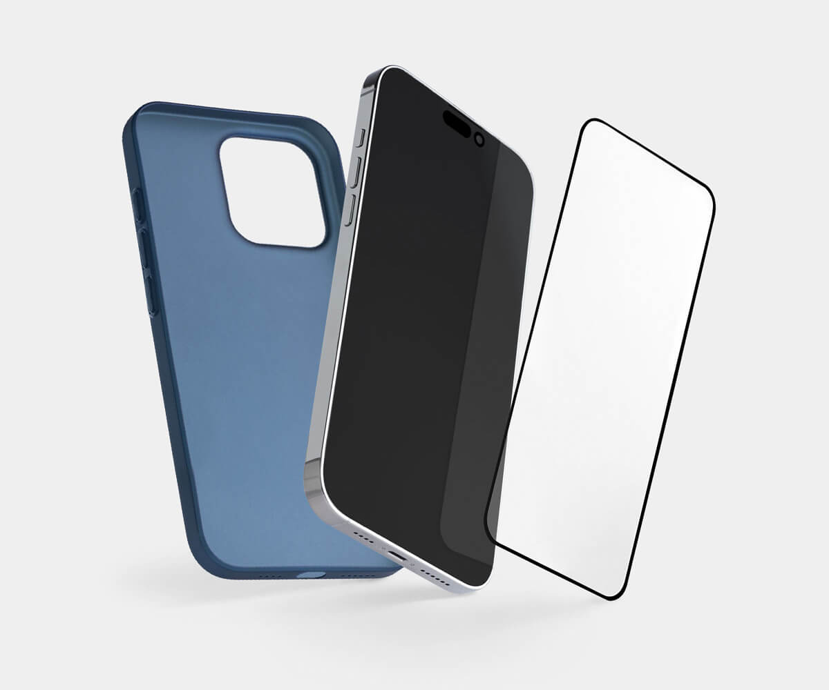 a thin case, an iPhone, and an iPhone 16 Pro screen protector