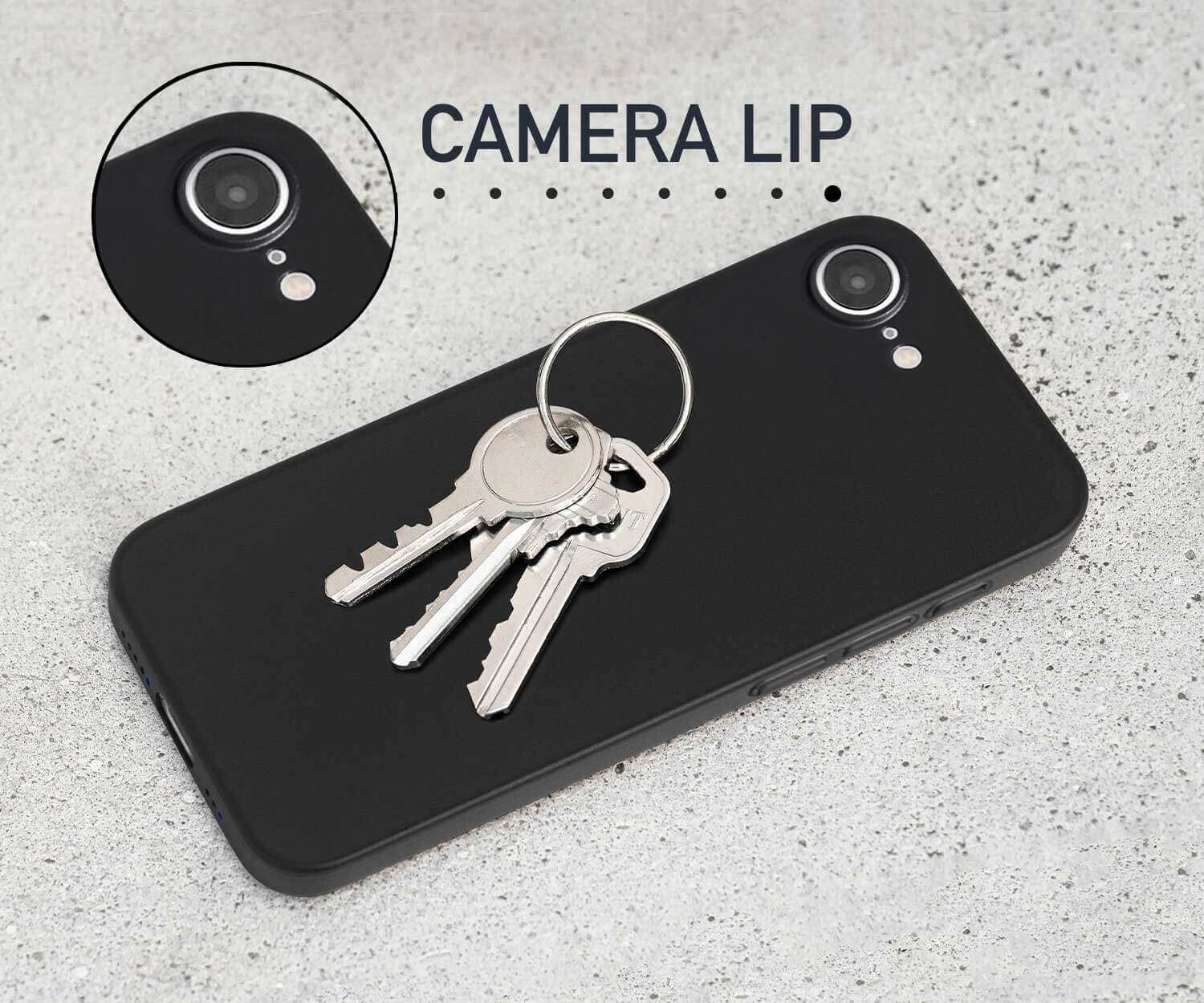 thin iphone 16e case with protective camera lip