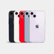 Clear iPhone 14 Plus cases on different iPhones showing off colors, Clear (Soft)