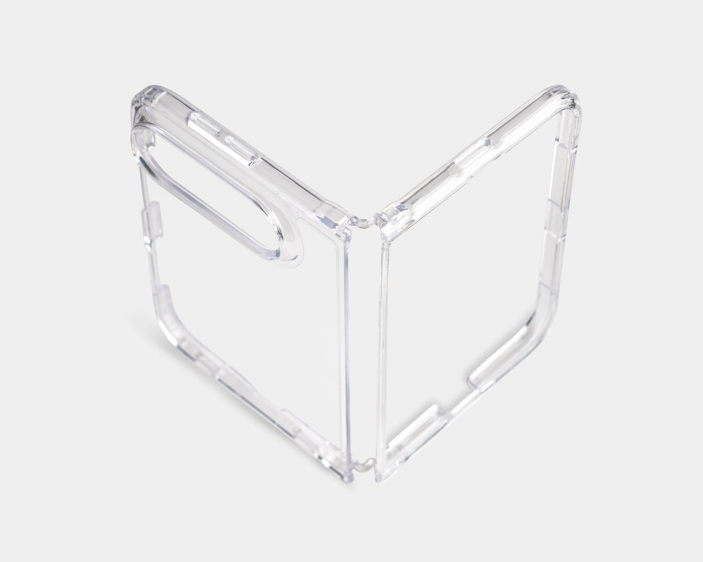 clear iphone ultra case from a top down angle