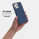 iPhone 13 pro max case by totallee adds grip, navy blue