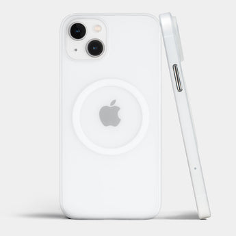 Ultra thin iPhone 14 plus case by totallee, magsafe frosted clear
